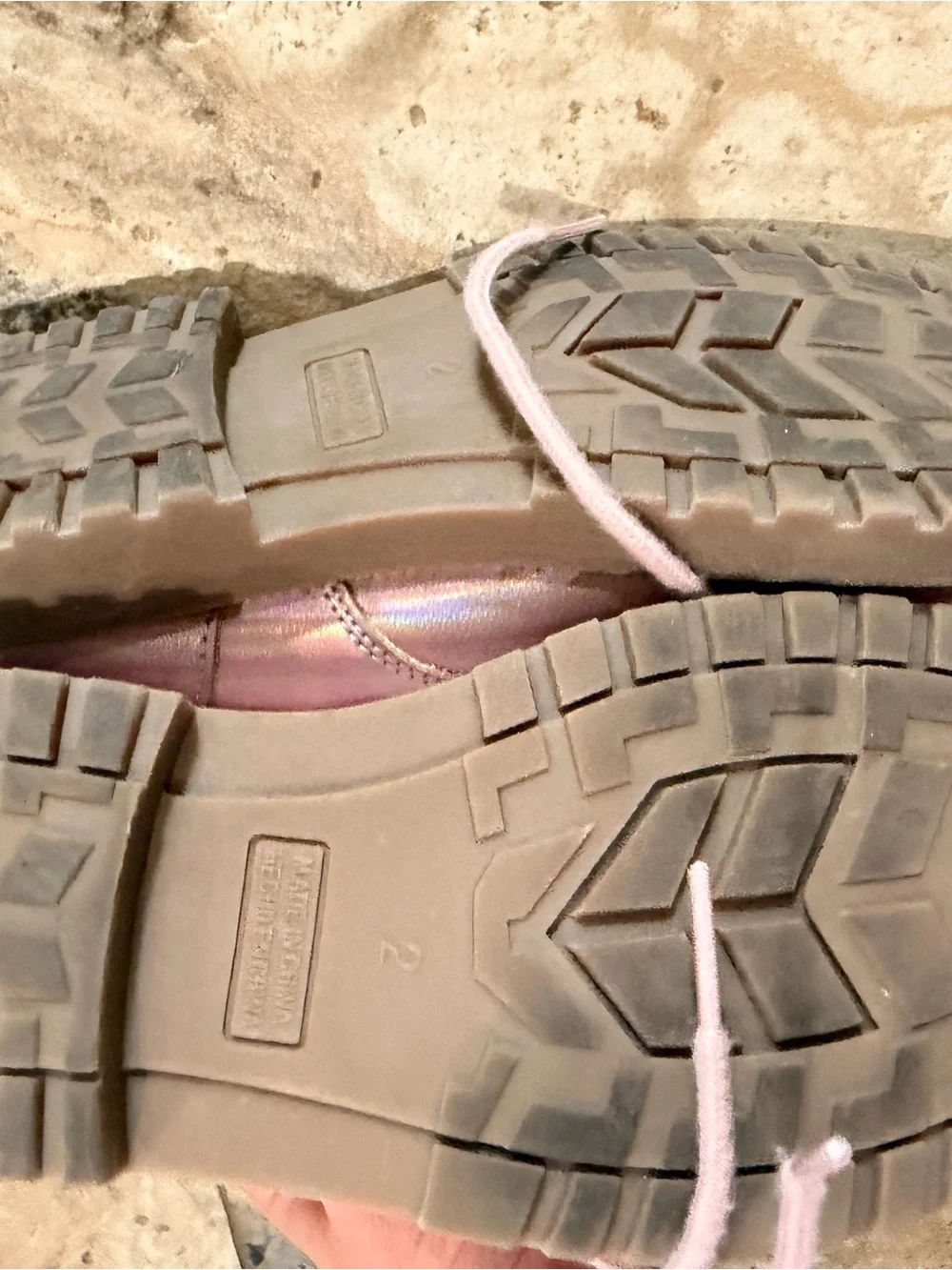 Holographic Pink Lace-Up Combat Boots